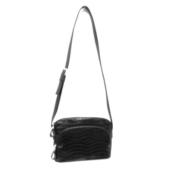 Black Crocodile Pattern Faux Leather Crossbody Bag - Picture 4 of 6